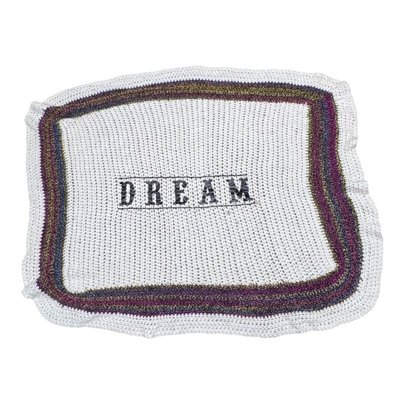 Handmade Crochet Dream Blanket Soft Multicolor Border Inspirational Throw Y2K - Picture 1 of 6